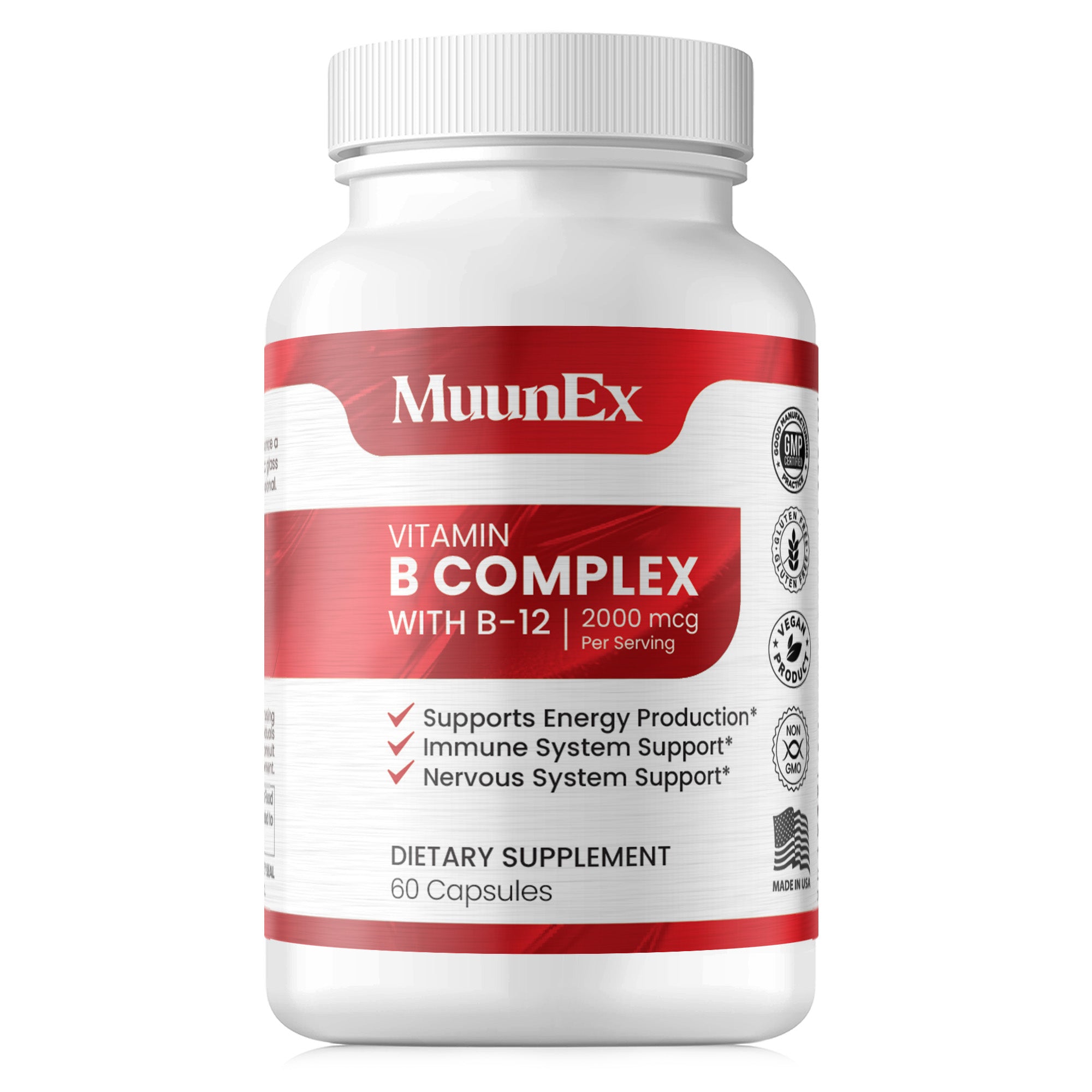 Muunex B-Complex with B12 - 60 Capsules